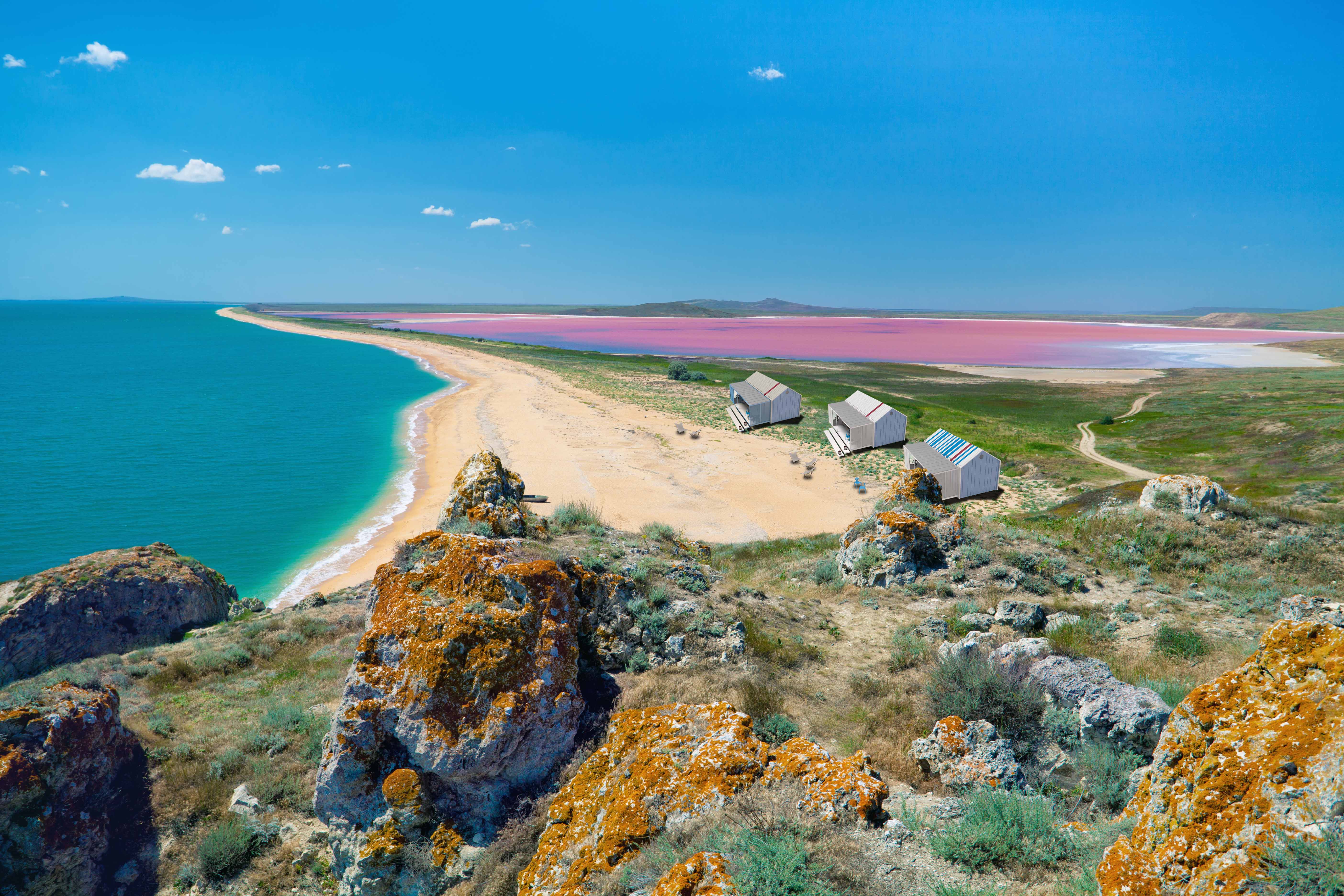 Blue BERRY Sea Coast And Pink Mud