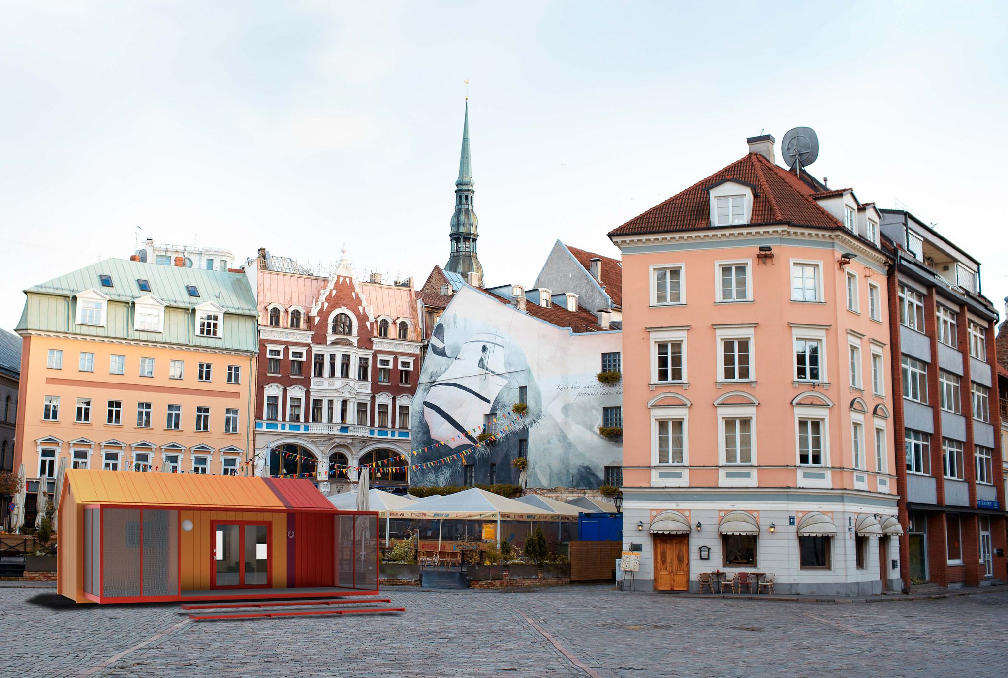 Orange BERRY Old town square in Riga Latvia