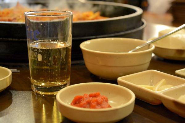 soju with food